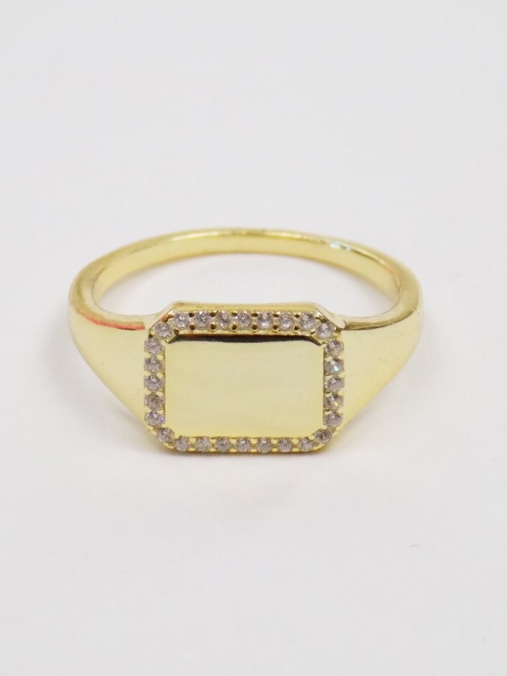 new! sz 7 gold plated over 925 sterling signet ring everyday ring